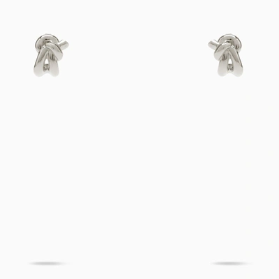 Shop Bottega Veneta | Knot-shaped Silver Earrings In Metal