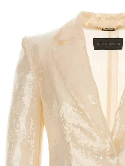 Shop Alberta Ferretti Sequin Blazer In White