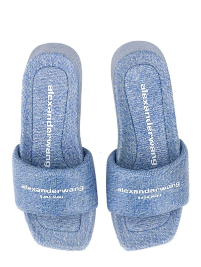 Shop Alexander Wang Sandal With Logo In Baby Blue