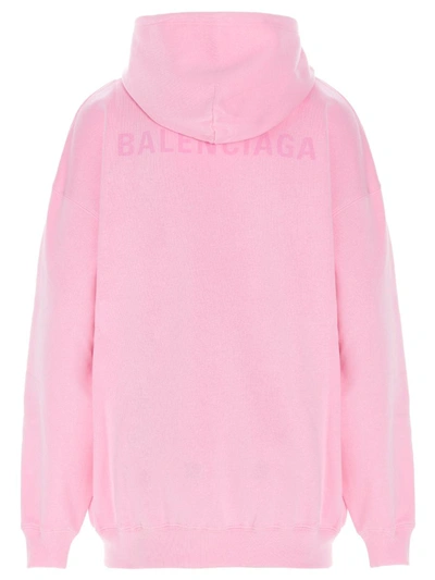 Shop Balenciaga Tone On Tone Logo Hoodie In Pink