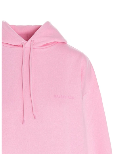 Shop Balenciaga Tone On Tone Logo Hoodie In Pink
