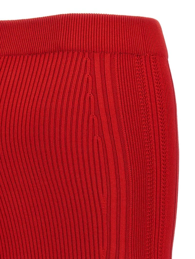 Shop Balmain Knitted Skirt In Red