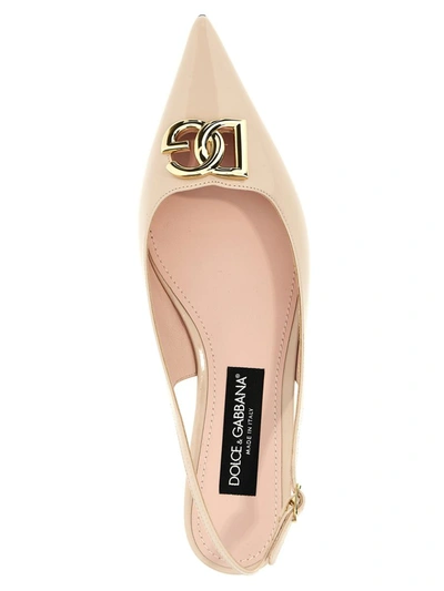 Shop Dolce & Gabbana Logo Slingback Ballet Flats In Pink