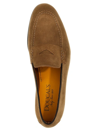 Shop Doucal's Suede Loafers In Beige