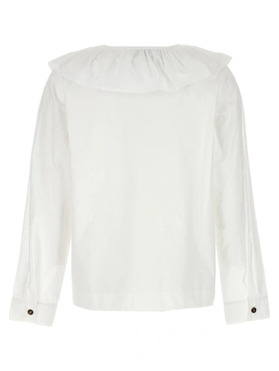 Shop Ganni Ruffles Shirt In White