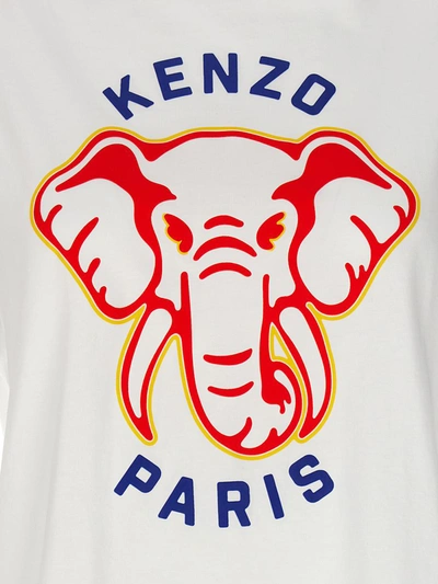 Shop Kenzo ' Elephant' T-shirt In White