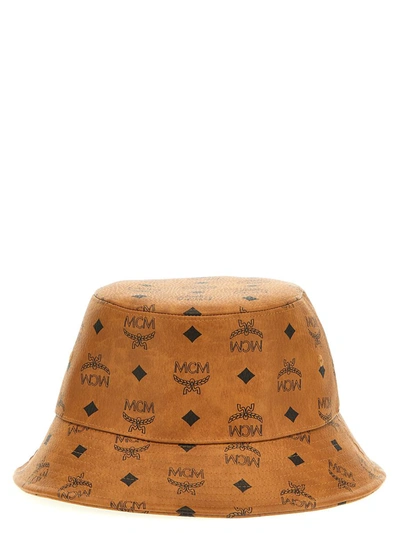 Shop Mcm Logo Print Bucket Hat In Brown
