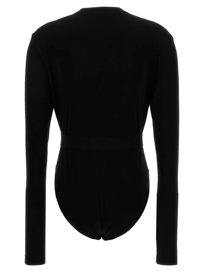 Shop Norma Kamali Deep V-neck Bodysuit In Black