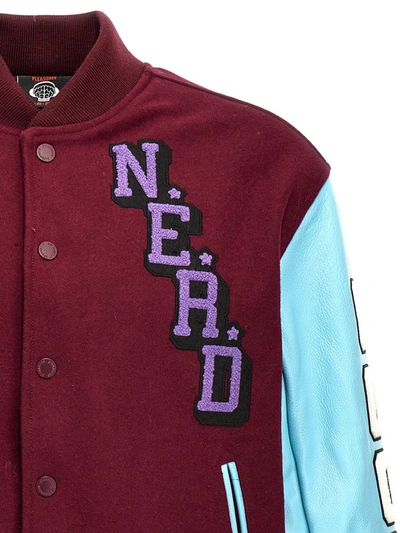 Shop Pleasures 'nerd Varsity' Bomber Jacket In Purple