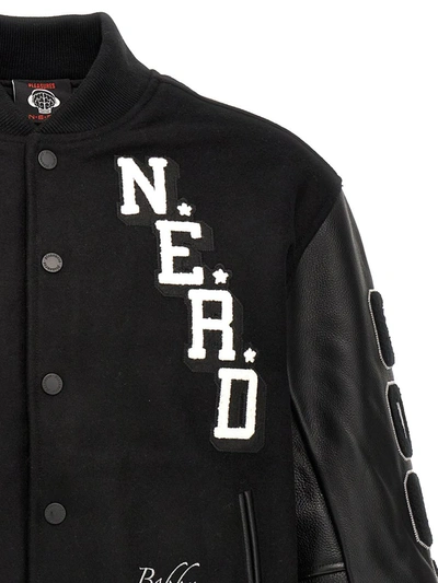Shop Pleasures 'nerd Varsity' Bomber Jacket In Black