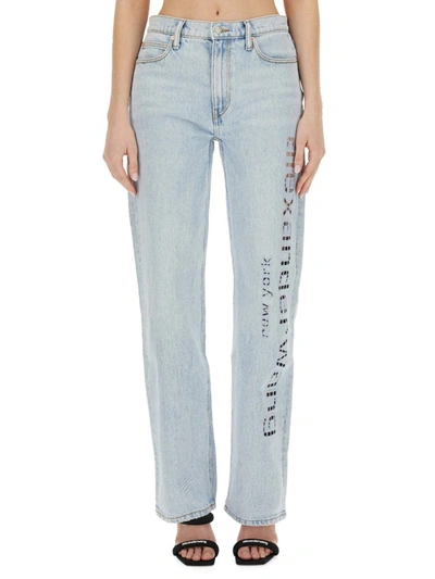 Shop Alexander Wang T T By Alexander Wang Ez Logo Jeans And Cut-out In Denim