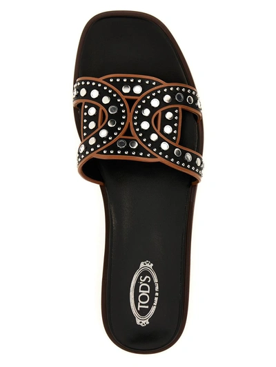 Shop Tod's 'maxi Catena' Sandals In Black