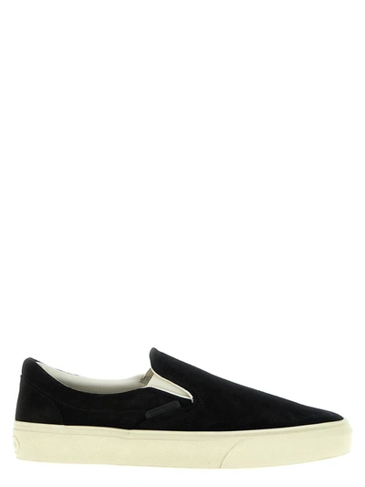 Shop Tom Ford 'jude' Slip On Sneakers In White/black