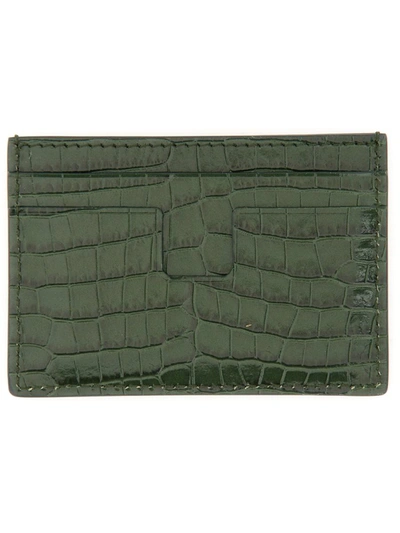 Shop Tom Ford T Line Classic Card Holder In Green
