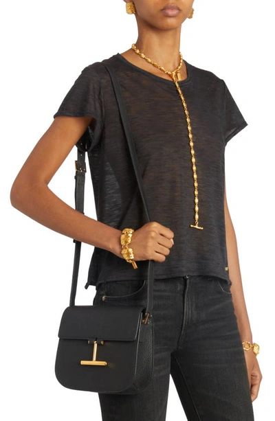 Shop Tom Ford Medium Tara Leather Crossbody Bag In Black