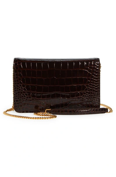 Shop Tom Ford Small Whitney Croc Embossed Leather Shoulder Bag In 1b087 Espresso