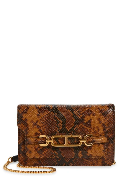 Shop Tom Ford Mini Whitney Snake Embossed Leather Shoulder Bag In Caramel