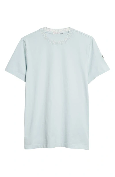 Moncler Logo Jacquard Crewneck T-shirt In Baby Blue
