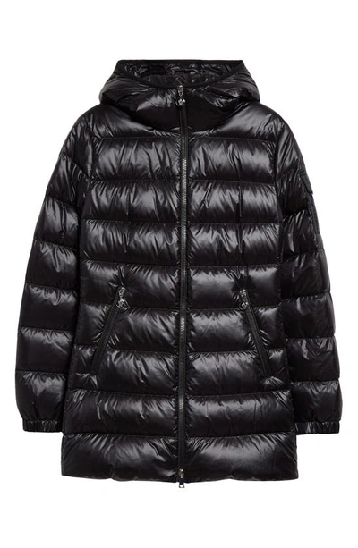 Moncler Courcelles Glossed Shell Parka Coat In Black