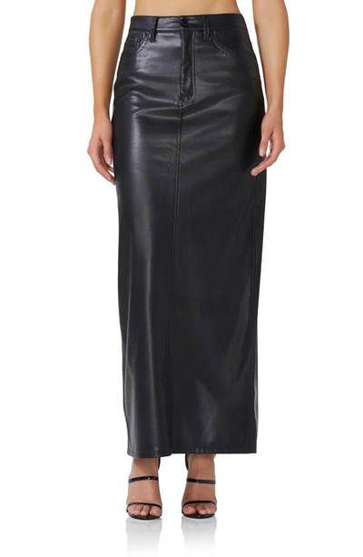 Shop Afrm Amiri Faux Leather Maxi Skirt In Noir