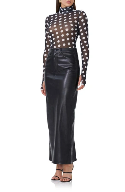 Shop Afrm Amiri Faux Leather Maxi Skirt In Noir