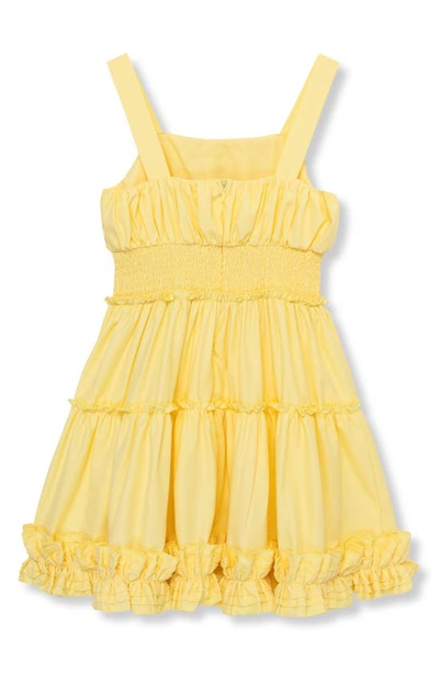 Shop Habitual Kids' Ruffle Smocked Waist Fit & Flare Dress In Yellow