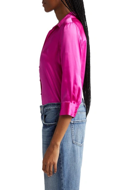 Shop L Agence L'agence Dani Silk Charmeuse Blouse In Star Ruby