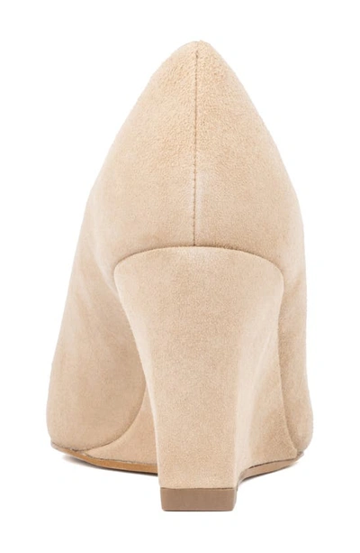 Shop Aquatalia Posie Water Repellent Pointed Toe Wedge Pump In Almond