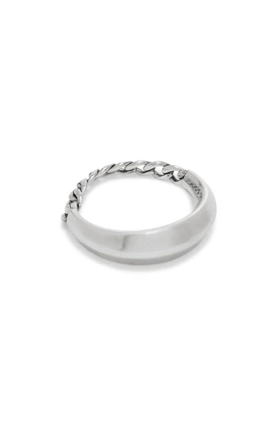 Shop Bottega Veneta Sterling Silver Chain Ring In 8117 Silver