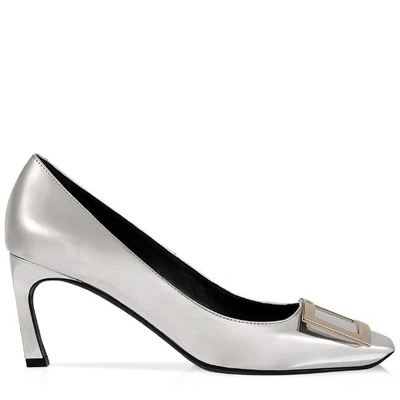 Shop Roger Vivier Belle Vivier Trompette Pumps In Leather In Silver