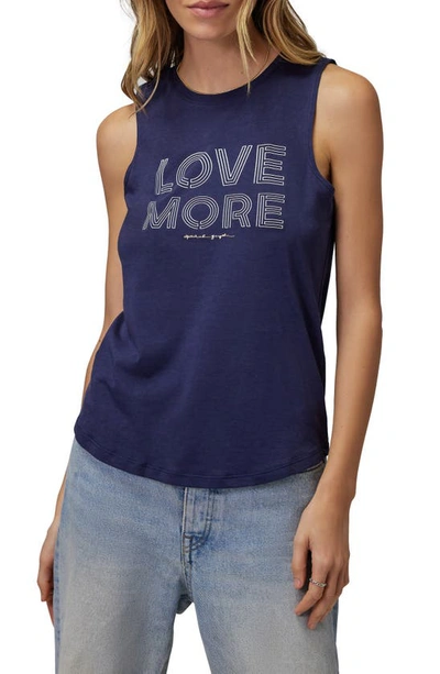 Shop Spiritual Gangster Love More Cotton & Modal Graphic Tank In Inky Navy