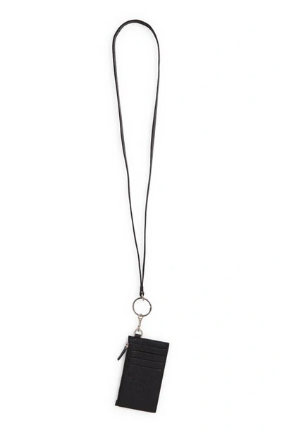 Shop Balenciaga Sign Leather Laynard Card Case In Black/ L White