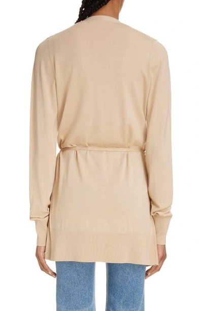 Shop Chloé Belted Wool Cardigan In Hot Sand