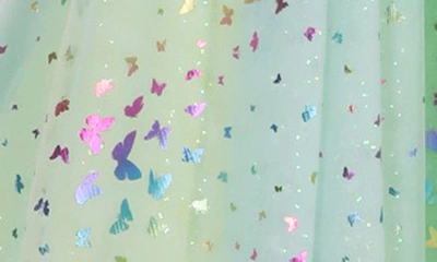 Shop Zunie Kids' Foil Butterfly Party Dress In Lime/ Aqua
