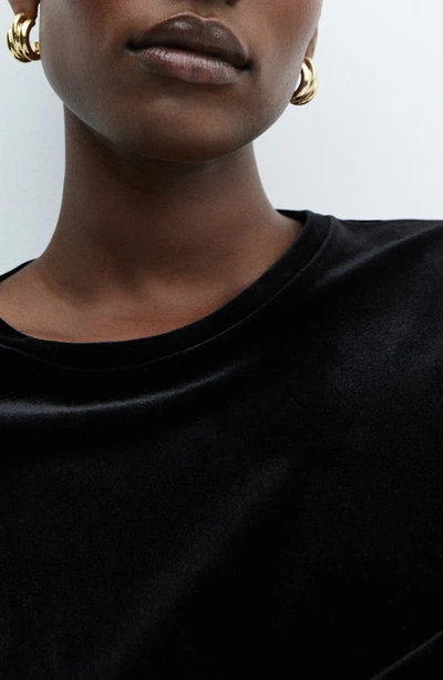 Mango T-shirt With Velvet Shoulder Pads Black In Black