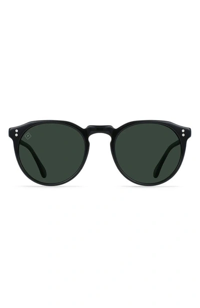Shop Raen Remmy 52mm Polarized Round Sunglasses In Recycled Black/ Green Polar