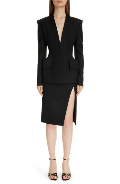 Shop Givenchy Pocket Detail Hourglass Wool Blazer In Black