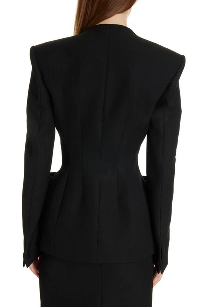 Shop Givenchy Pocket Detail Hourglass Wool Blazer In Black