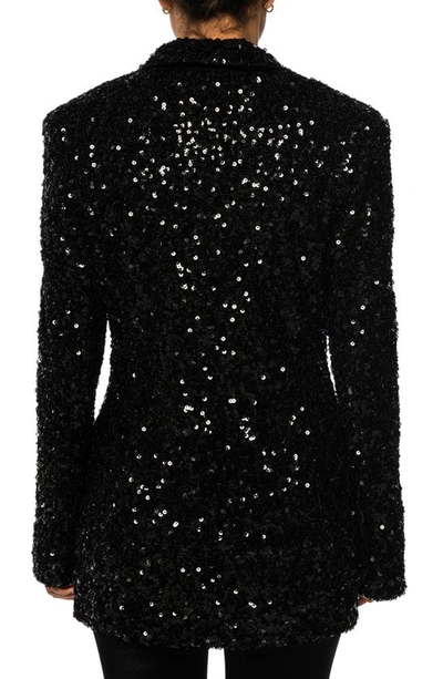 Azalea Wang Isa Sequin Notch Lapel Blazer In Black