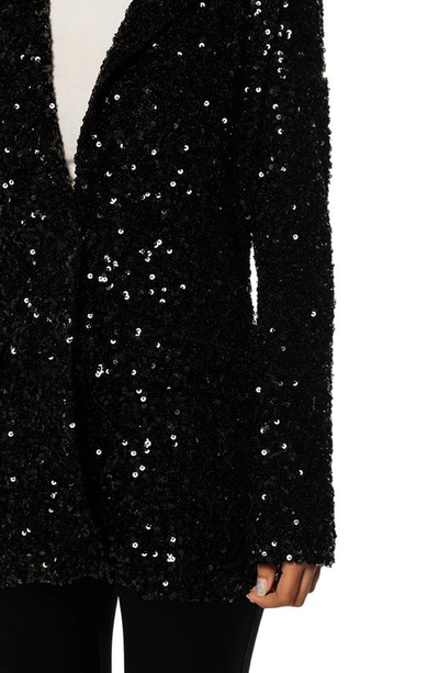 Azalea Wang Isa Sequin Notch Lapel Blazer In Black