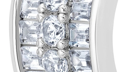 Crislu Baguette & Round Hoop Earrings In Silver