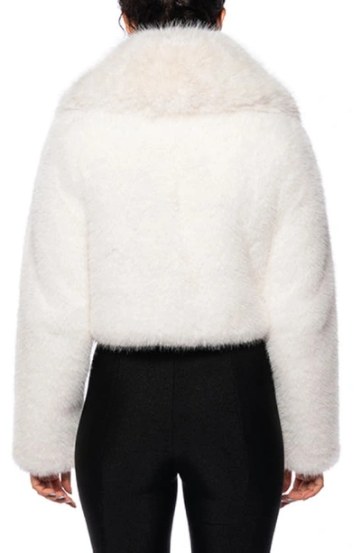 Azalea Wang Crop Faux Fur Jacket In White