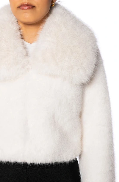 Shop Azalea Wang Crop Faux Fur Jacket In White