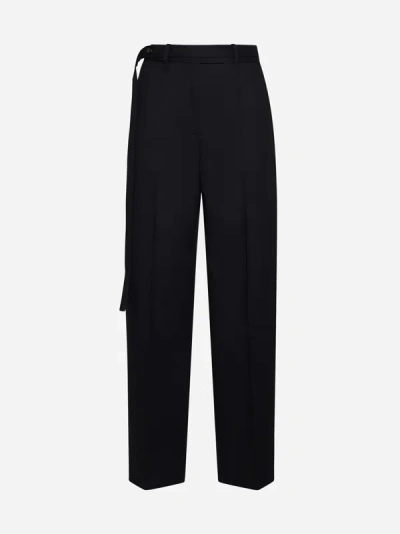 Shop Rohe Belted Wool Trousers In Navy
