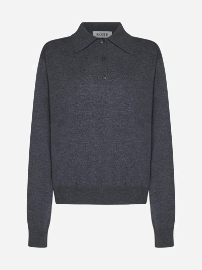 Shop Rohe Wool And Cashmere Polo Sweater In Grey Melange