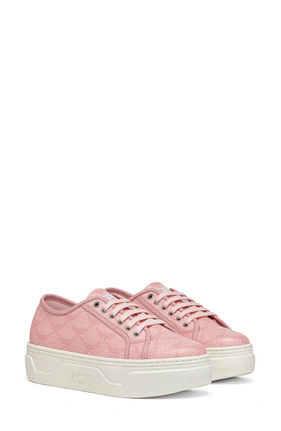 Shop Mcm Skyward Platform Sneaker In Silver Pink