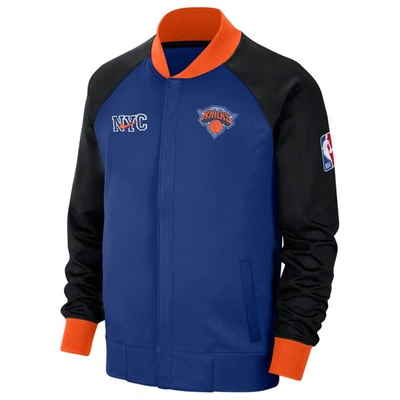 Shop Nike Blue New York Knicks 2023/24 City Edition Authentic Showtime Performance Raglan Full-zip Jacket