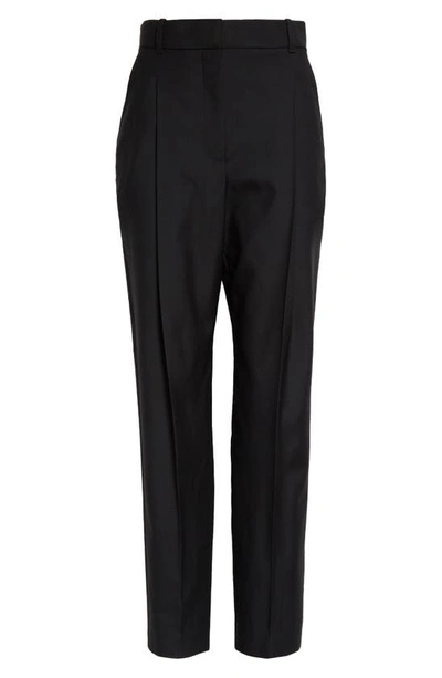 Shop Alexander Mcqueen Pleated Slim Peg Wool Ankle Trousers In Black