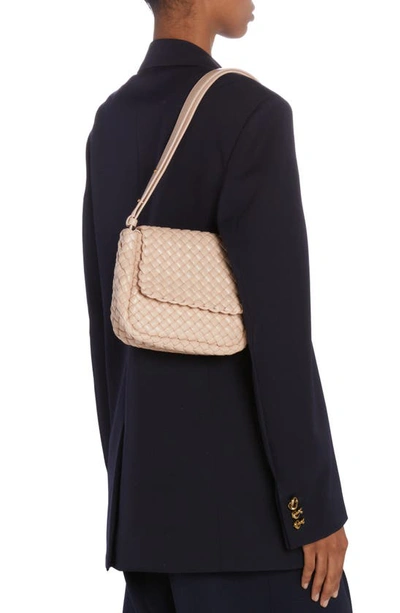 Shop Bottega Veneta Mini Cobble Padded Intrecciato Leather Shoulder Bag In Lotus/ Gold