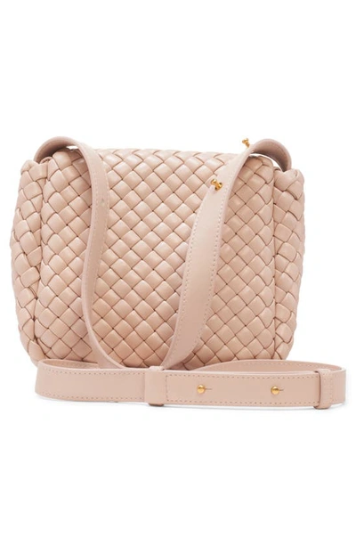 Shop Bottega Veneta Mini Cobble Padded Intrecciato Leather Shoulder Bag In Lotus/ Gold